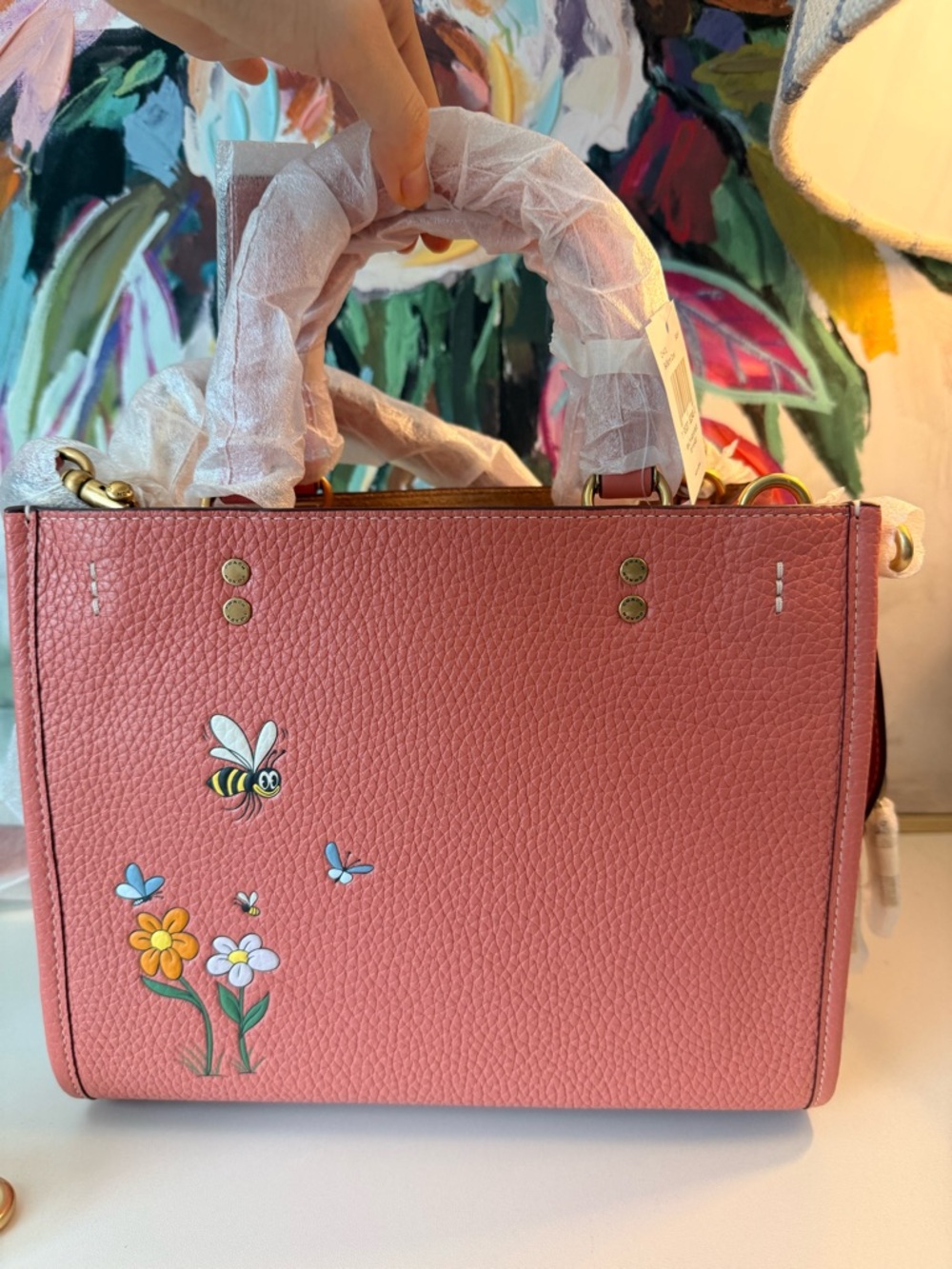 Sold Collectible DISNEY X COACH Rogue 25 Leather Mickey Mouse Flower Pink NWT - Picture 8 of 13
